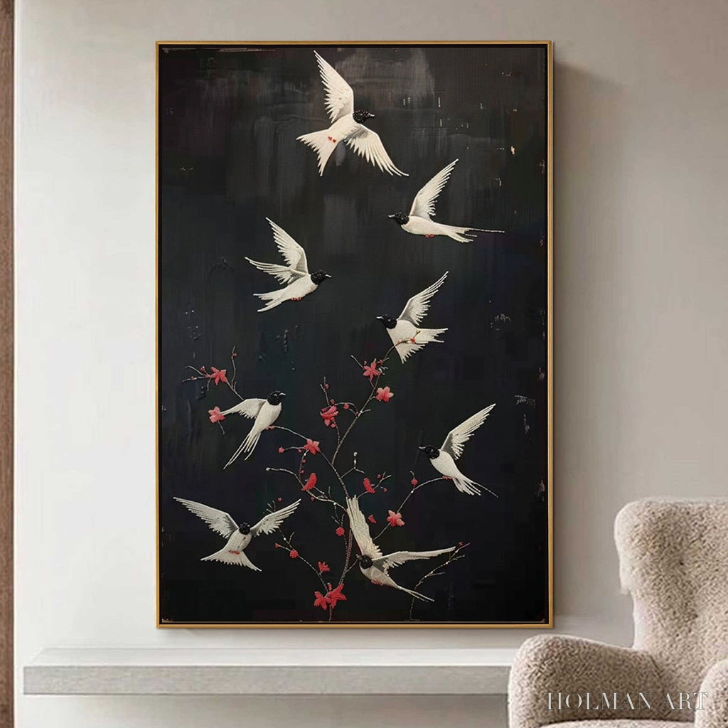 HOLMAN ART Dancing in the Dark – Beaded Birds and Blossoms Artwork - image 4