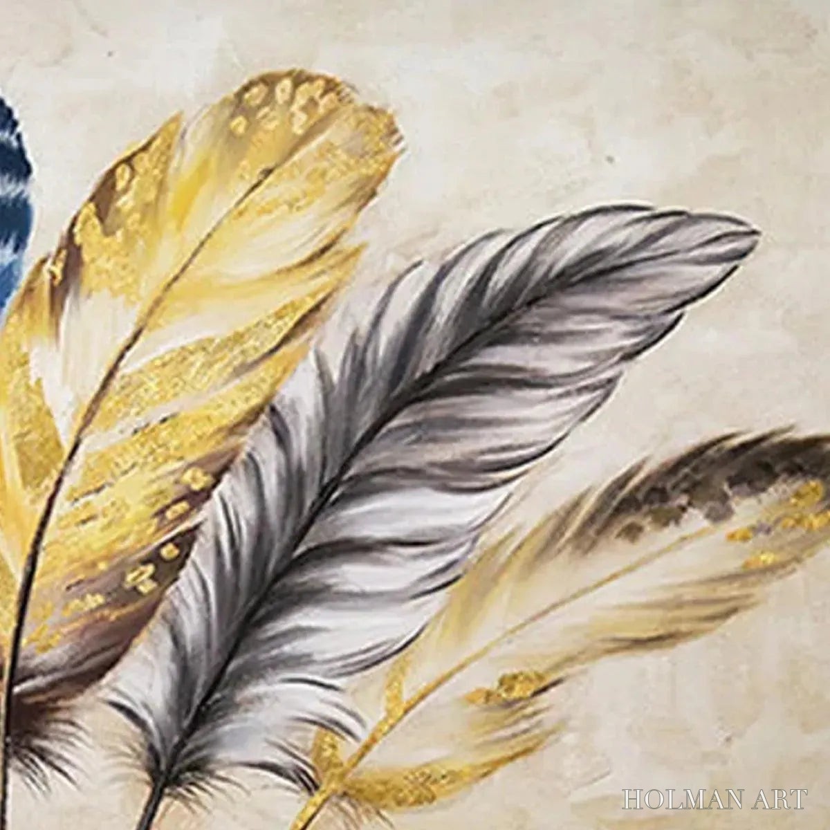 HOLMAN ART Golden Feathers – Elegant Feather Painting, Horizontal - image 5