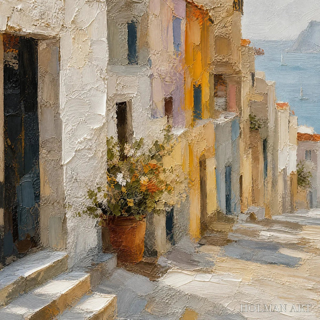 HOLMAN ART Afternoon Alley – Sunlit Mediterranean Street Painting - image 3