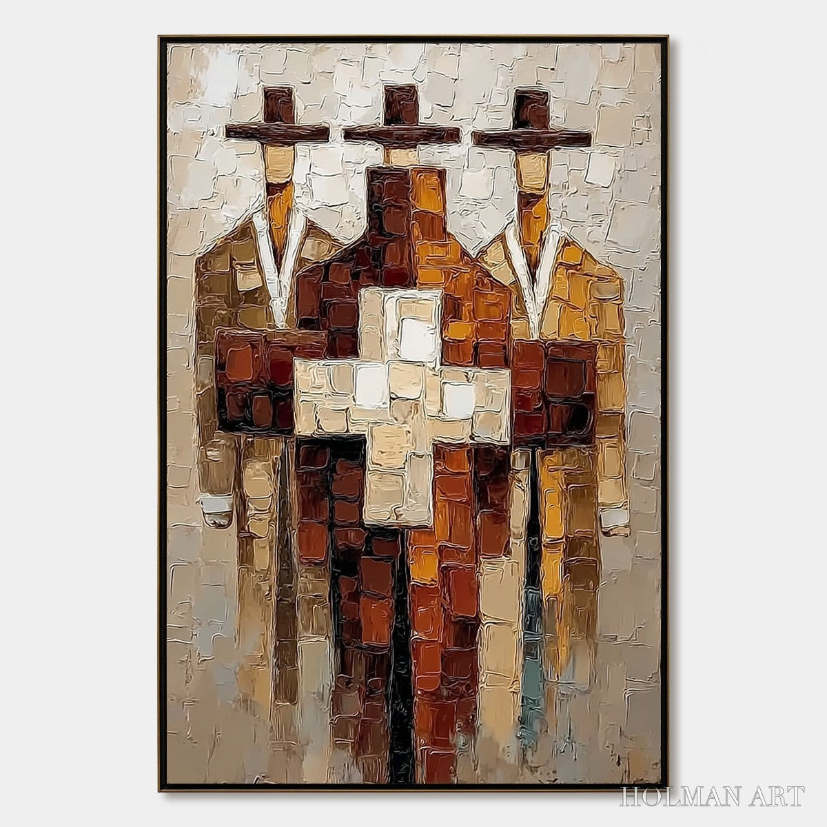 HOLMAN ART the Triad – Textured Impasto Painting of Abstract Figures - image 1