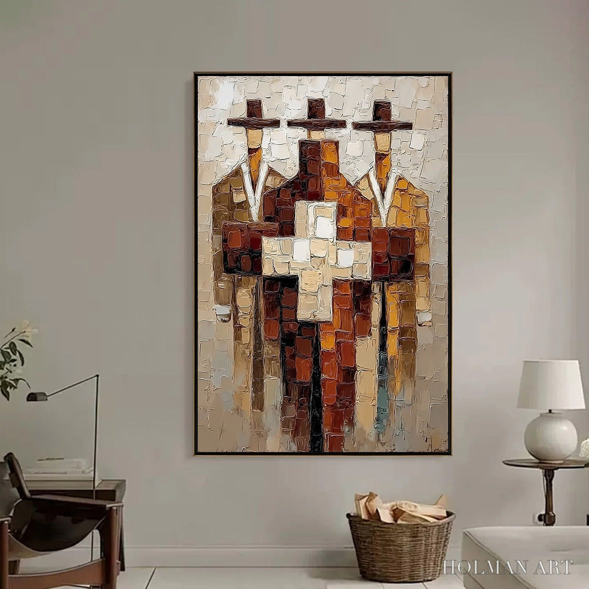 HOLMAN ART the Triad – Textured Impasto Painting of Abstract Figures - image 6