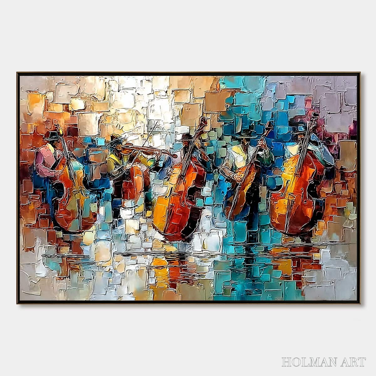 HOLMAN ART Street Symphony – Textured Impasto Painting of a Musical Quartet - image 1