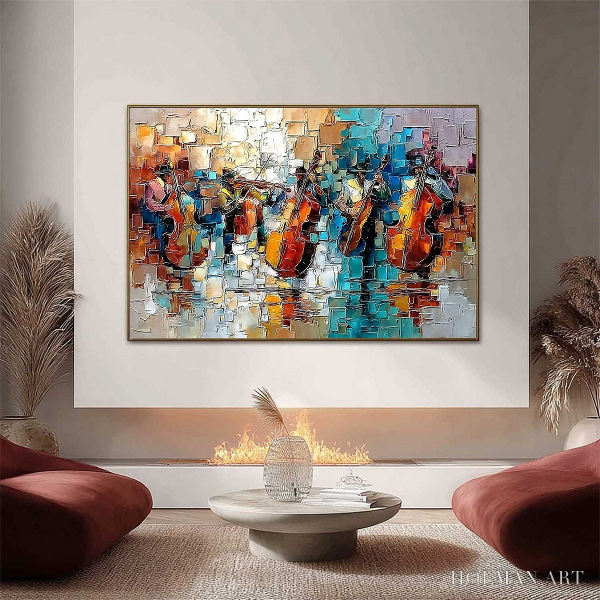 HOLMAN ART Street Symphony – Textured Impasto Painting of a Musical Quartet - image 2