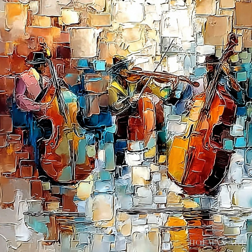HOLMAN ART Street Symphony – Textured Impasto Painting of a Musical Quartet - image 3