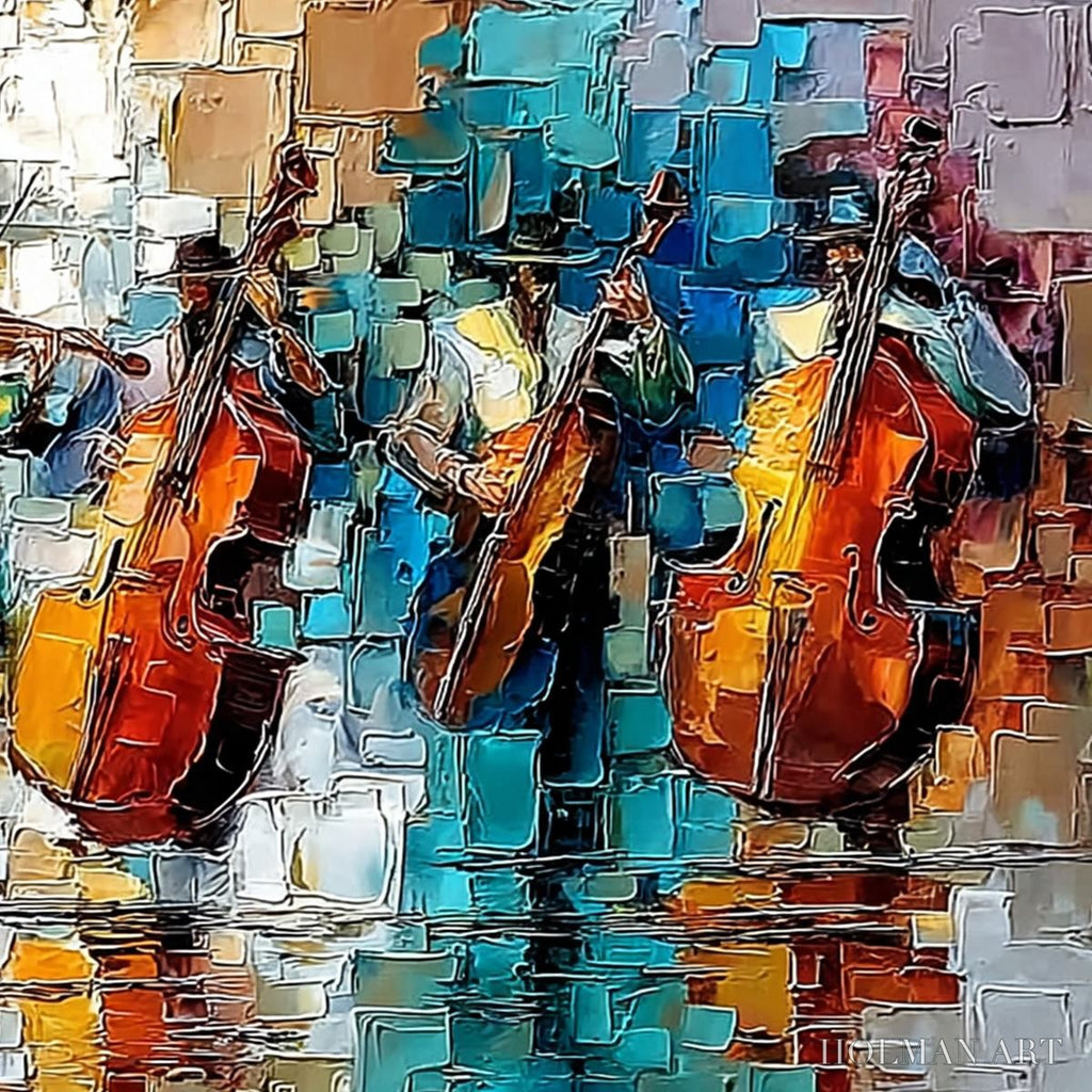 HOLMAN ART Street Symphony – Textured Impasto Painting of a Musical Quartet - image 5