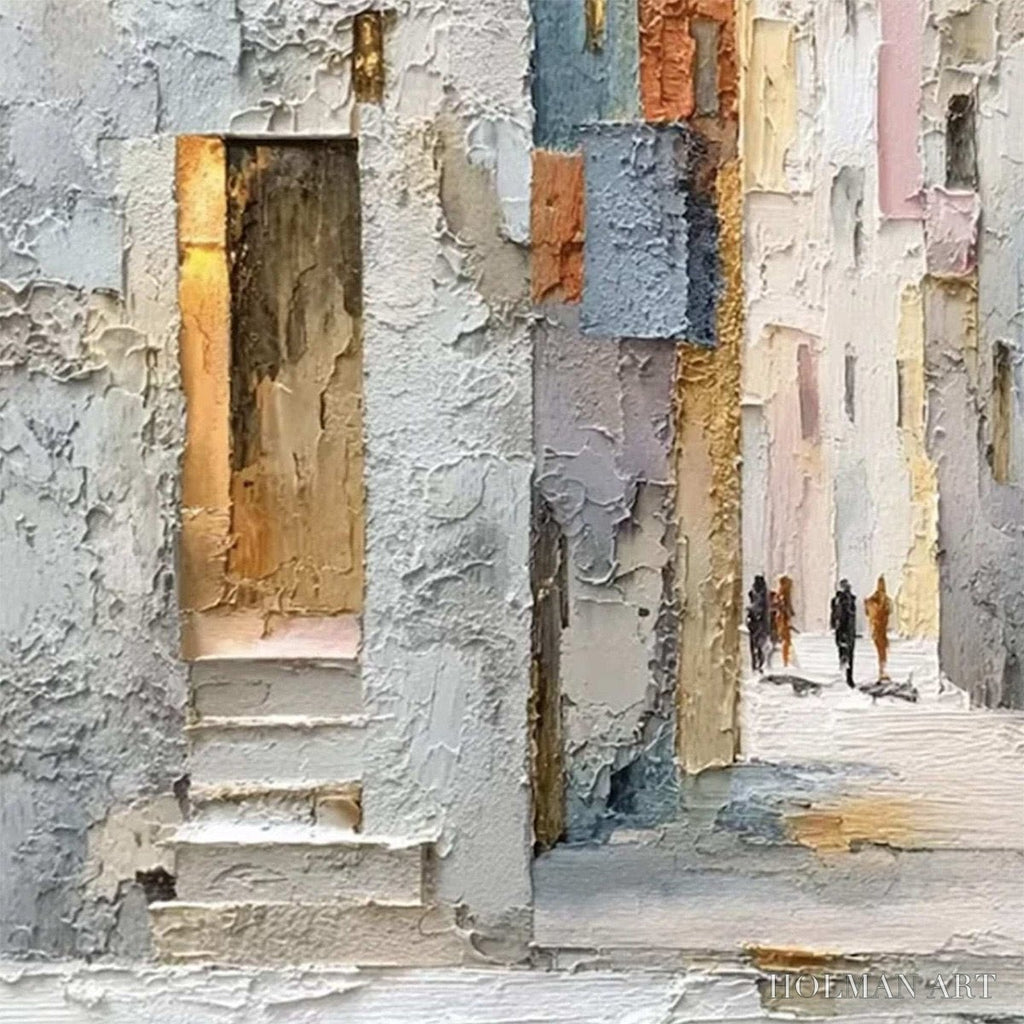 HOLMAN ART Golden Passage – Textured Impasto Painting of a Sunlit European Alleyway - image 3