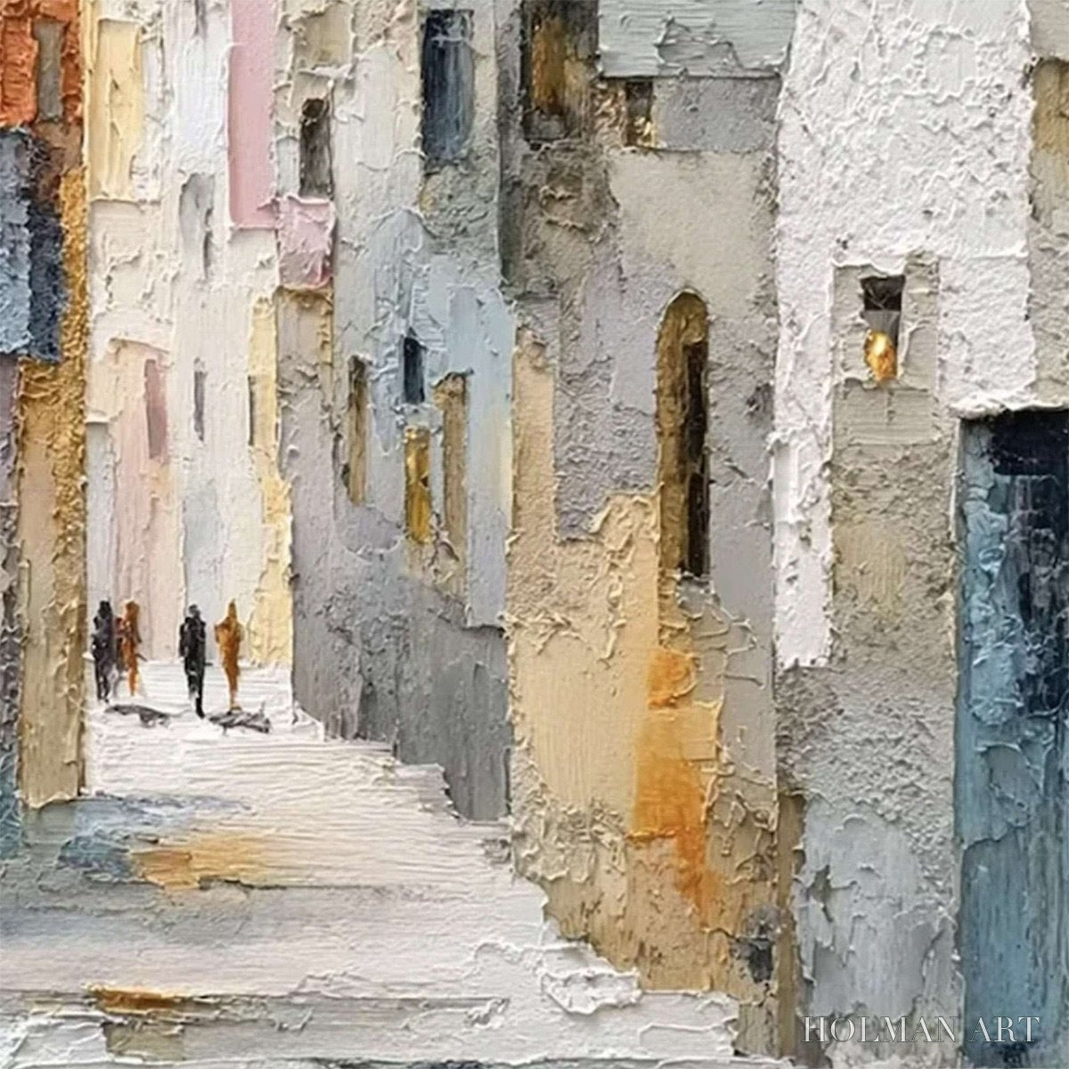 HOLMAN ART Golden Passage – Textured Impasto Painting of a Sunlit European Alleyway - image 5