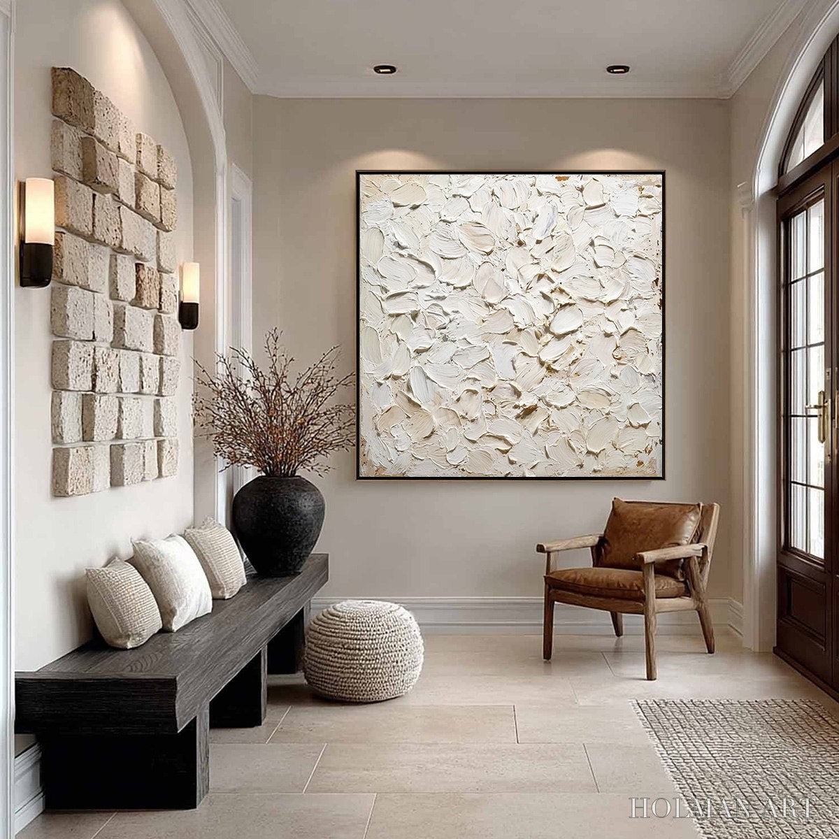 HOLMAN ART Alabaster Petals – Textured Wabi Sabi Abstract Impasto Painting - image 6