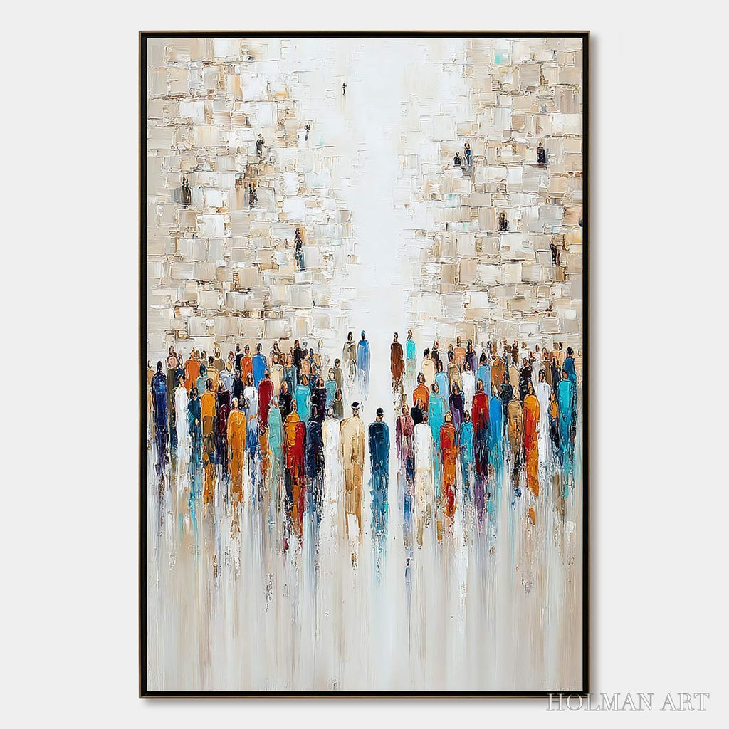 HOLMAN ART Echoes of Faith – Textured Abstract Painting of a Spiritual Gathering - image 1