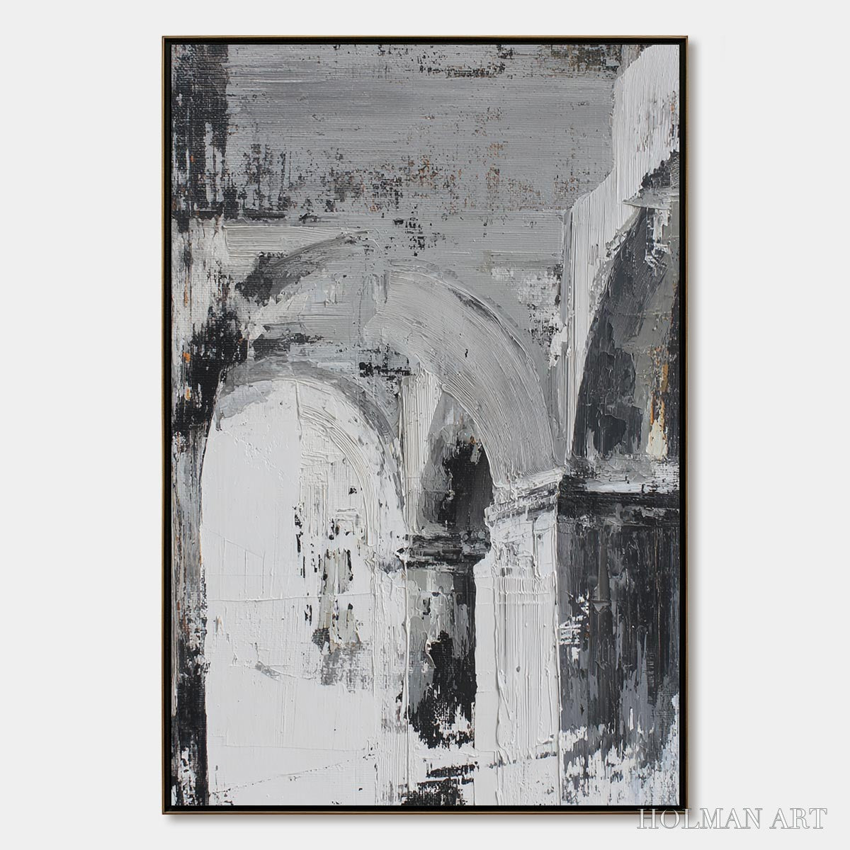 HOLMAN ART Echoes of the Arcade – Monochrome Abstract Architectural Painting - image 1