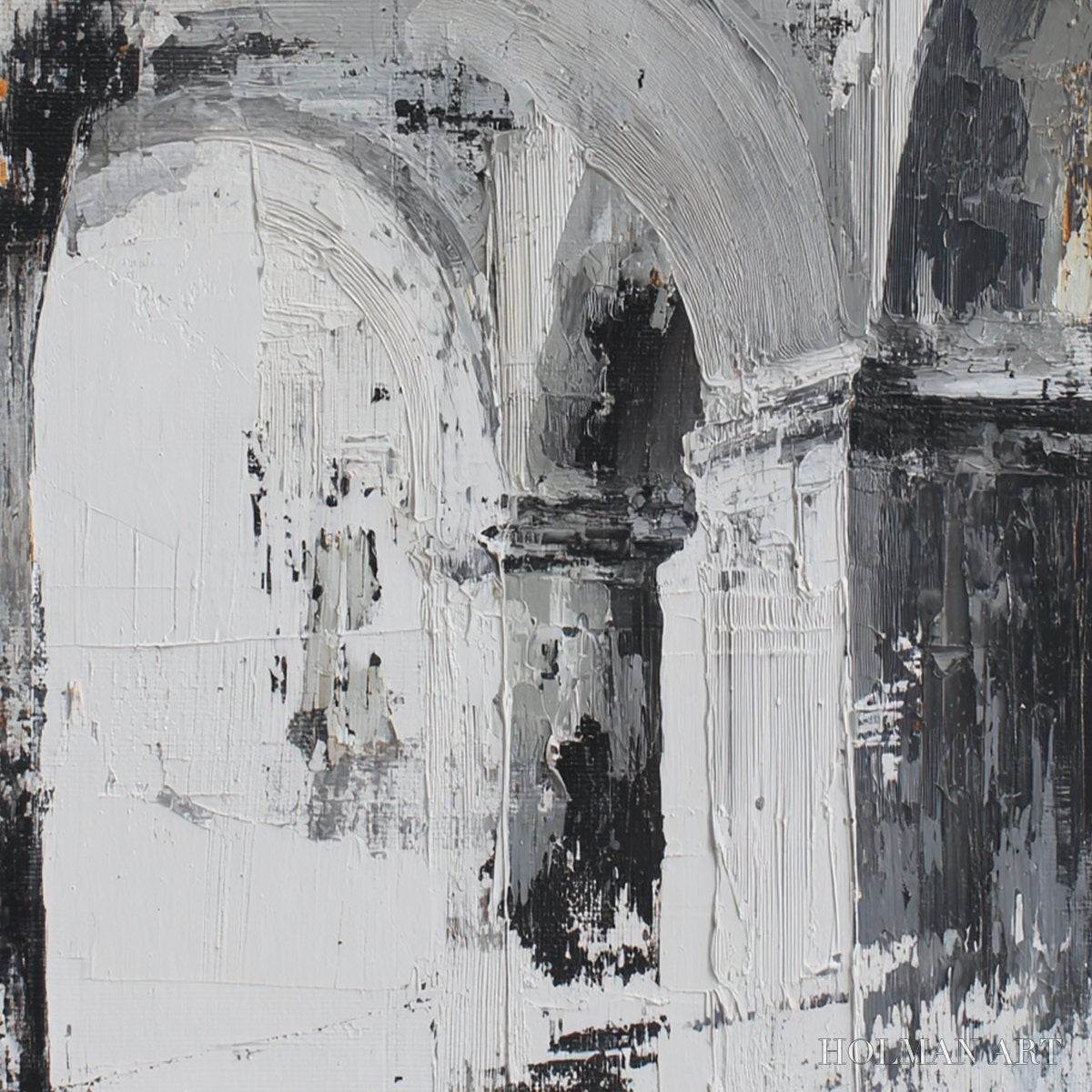 HOLMAN ART Echoes of the Arcade – Monochrome Abstract Architectural Painting - image 3