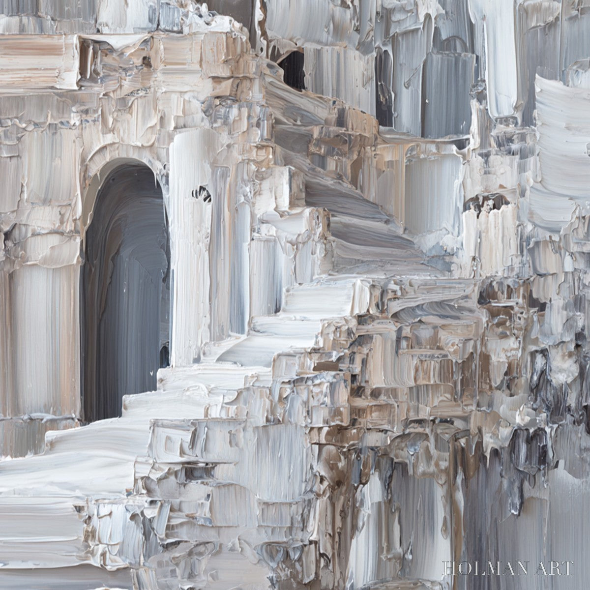 HOLMAN ART Echoes of Stone – Textured Impasto Architectural Painting - image 3