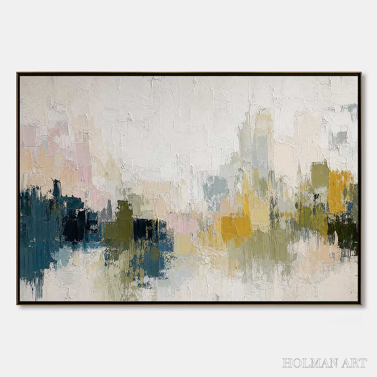 HOLMAN ART Dawn'S Embrace – Textured Impasto Abstract Cityscape Painting - image 1