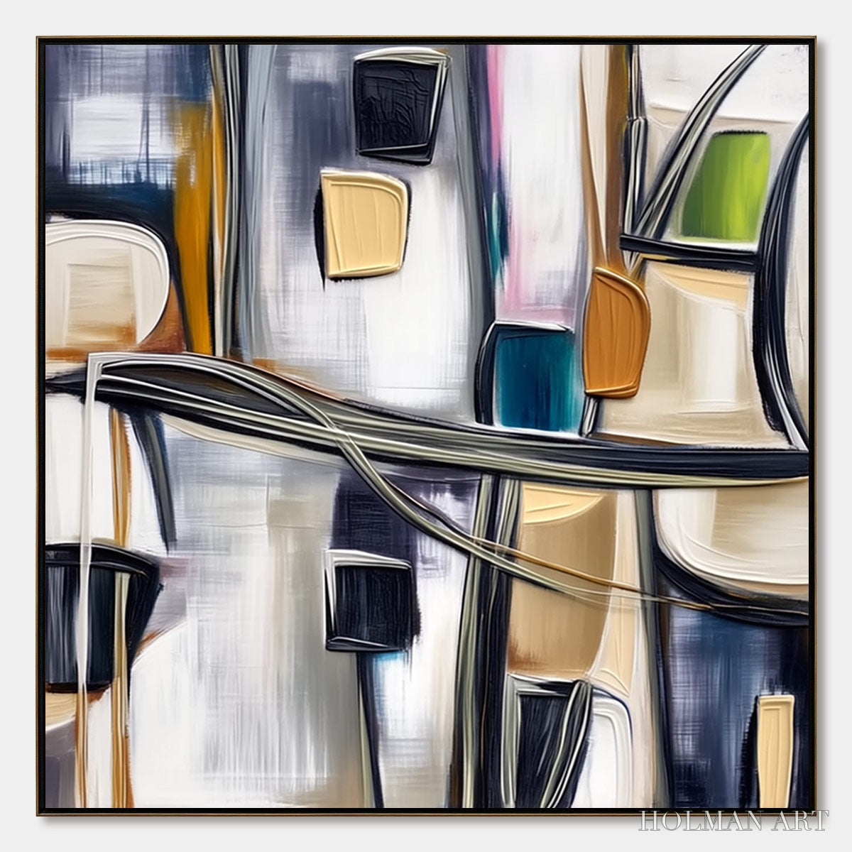 HOLMAN ART Junction – Modern Abstract Textured Square Painting - image 1