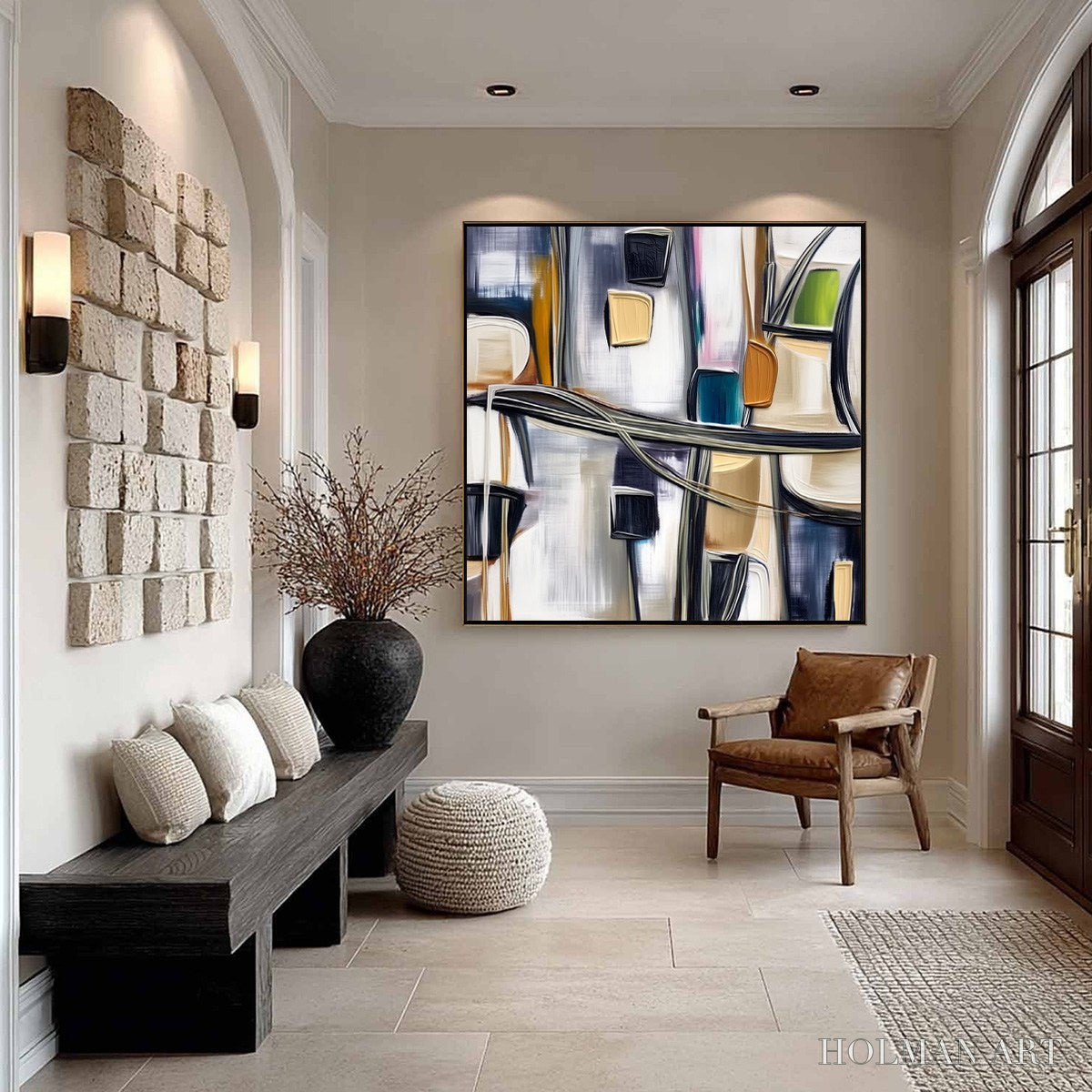 HOLMAN ART Junction – Modern Abstract Textured Square Painting - image 4