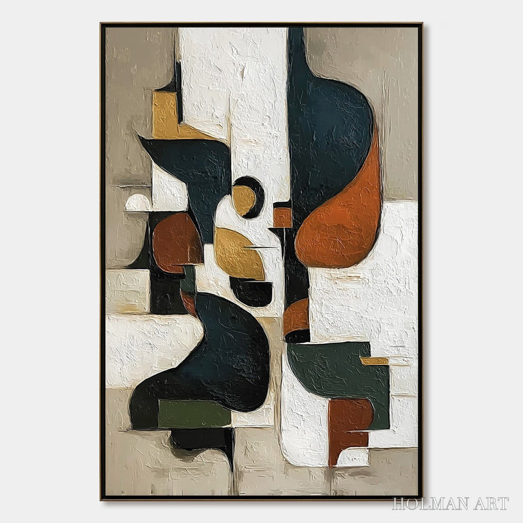 HOLMAN ART Urban Fragments – Textured Vertical Abstract Painting for Modern Decor - image 1