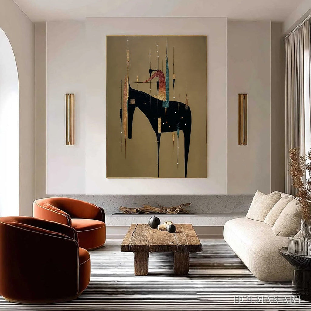 HOLMAN ART Urban Sentinel – Vertical Minimalist Abstract Painting with Textured Cityscape Elements - image 4