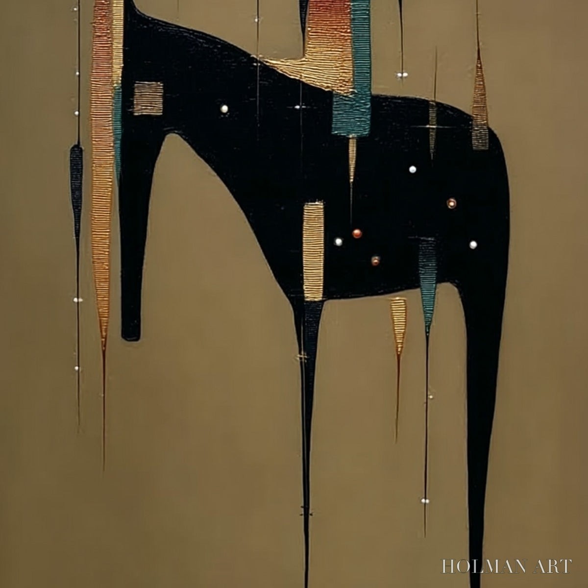 HOLMAN ART Urban Sentinel – Vertical Minimalist Abstract Painting with Textured Cityscape Elements - image 5