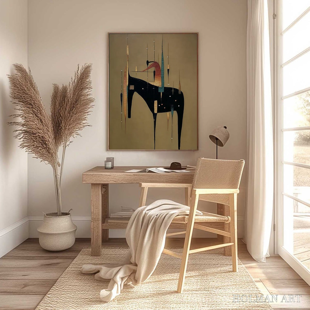 HOLMAN ART Urban Sentinel – Vertical Minimalist Abstract Painting with Textured Cityscape Elements - image 6