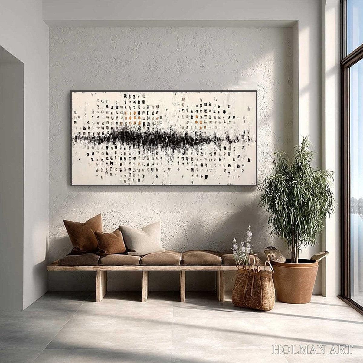 HOLMAN ART Urban Echo – Large Black and White Textured Abstract Painting - image 2