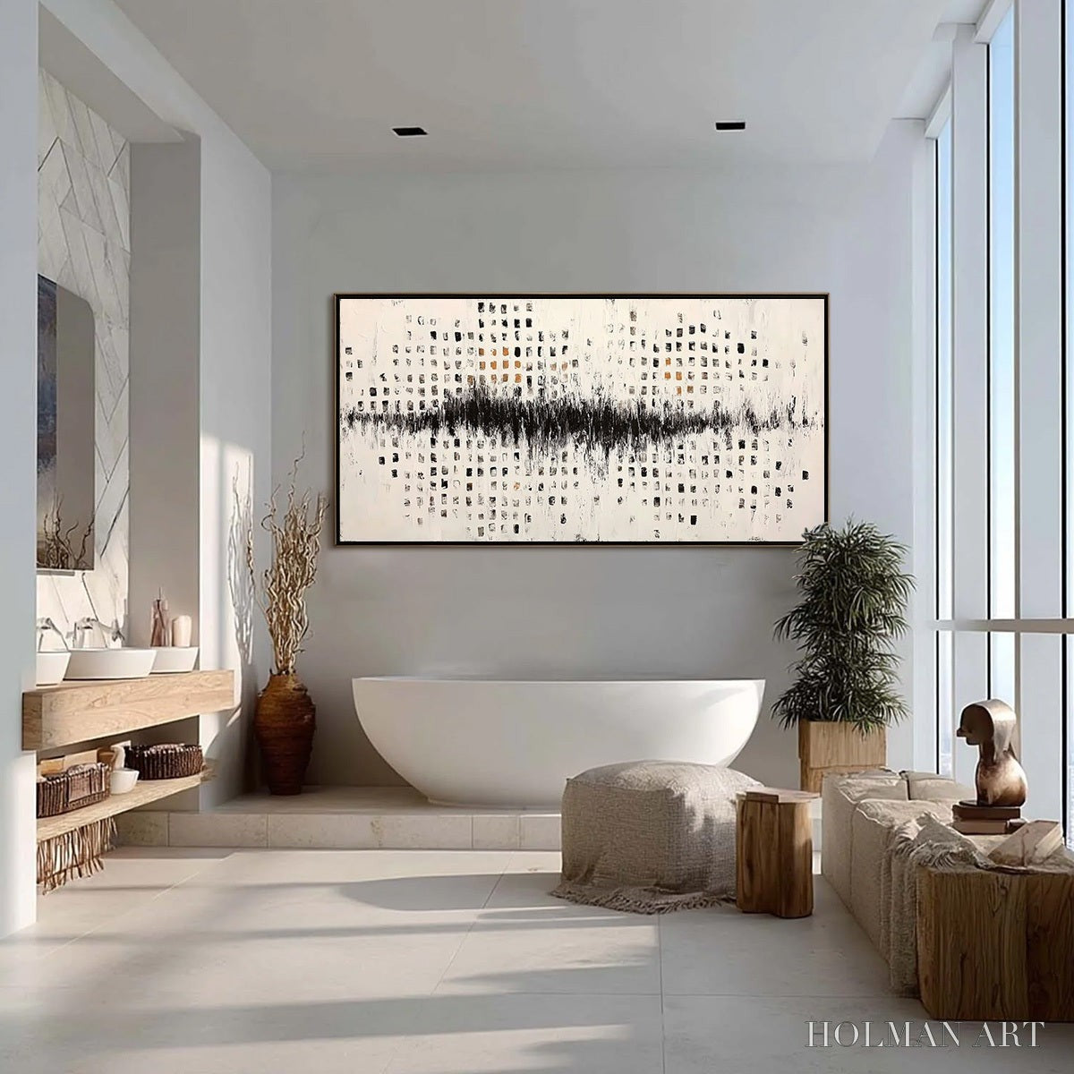 HOLMAN ART Urban Echo – Large Black and White Textured Abstract Painting - image 4