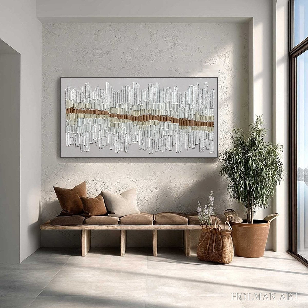 HOLMAN ART Urban Rhythm – Large Horizontal Textured Minimalist Abstract Painting - image 4
