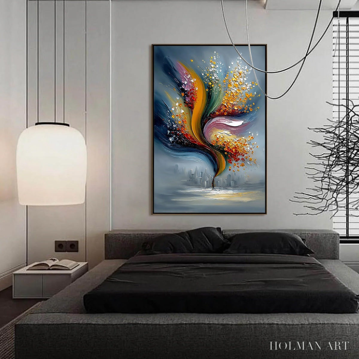 HOLMAN ART Urban Bloom – Textured Abstract Cityscape Palette Knife Painting - image 4