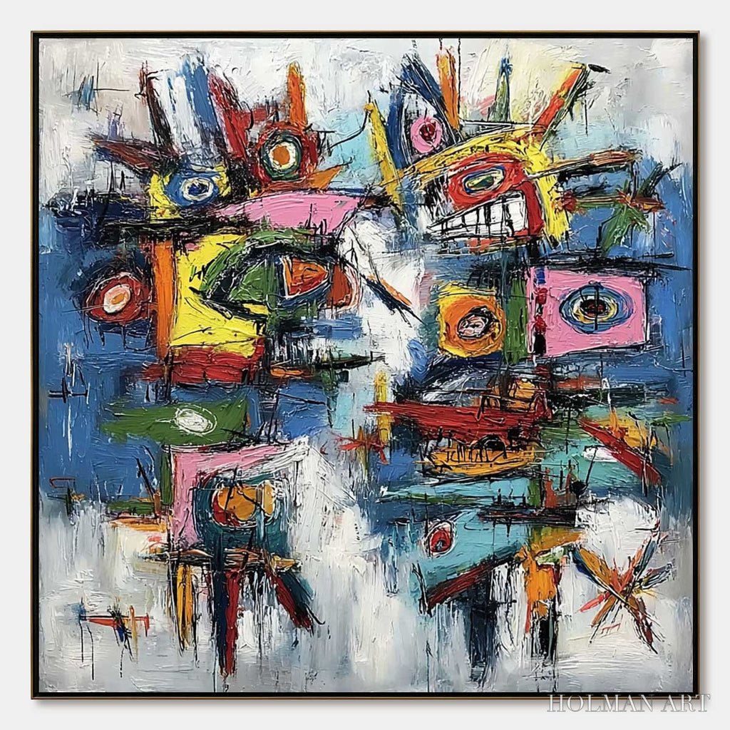 HOLMAN ART Urban Carnival – Bold Colorful Textured Abstract for Modern Spaces - image 1