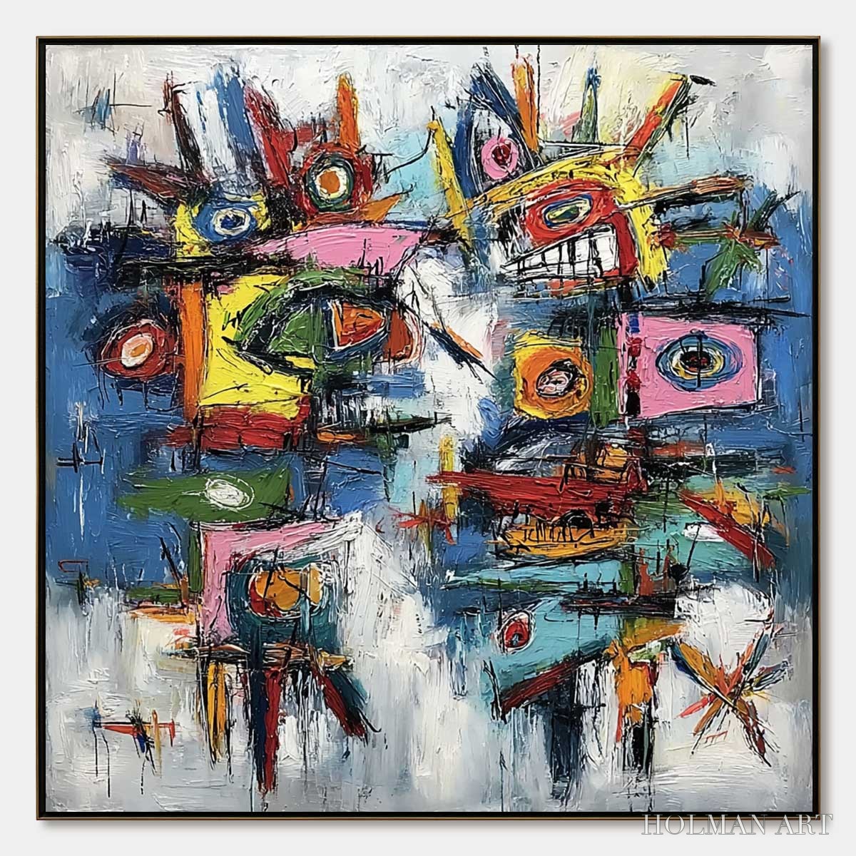 HOLMAN ART Urban Carnival – Bold Colorful Textured Abstract for Modern Spaces - image 1