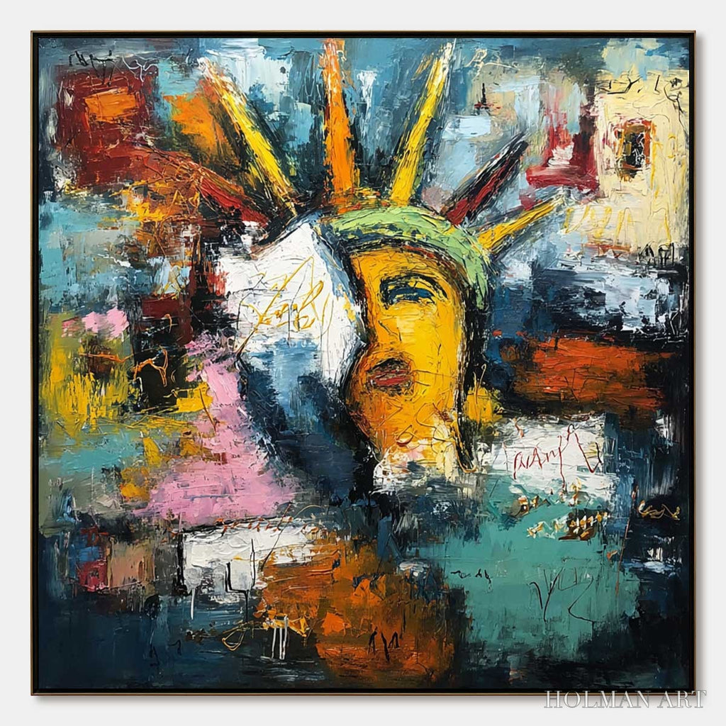 HOLMAN ART Liberty Unleashed – Vibrant Abstract Palette Knife Painting of a Modern Icon - image 1