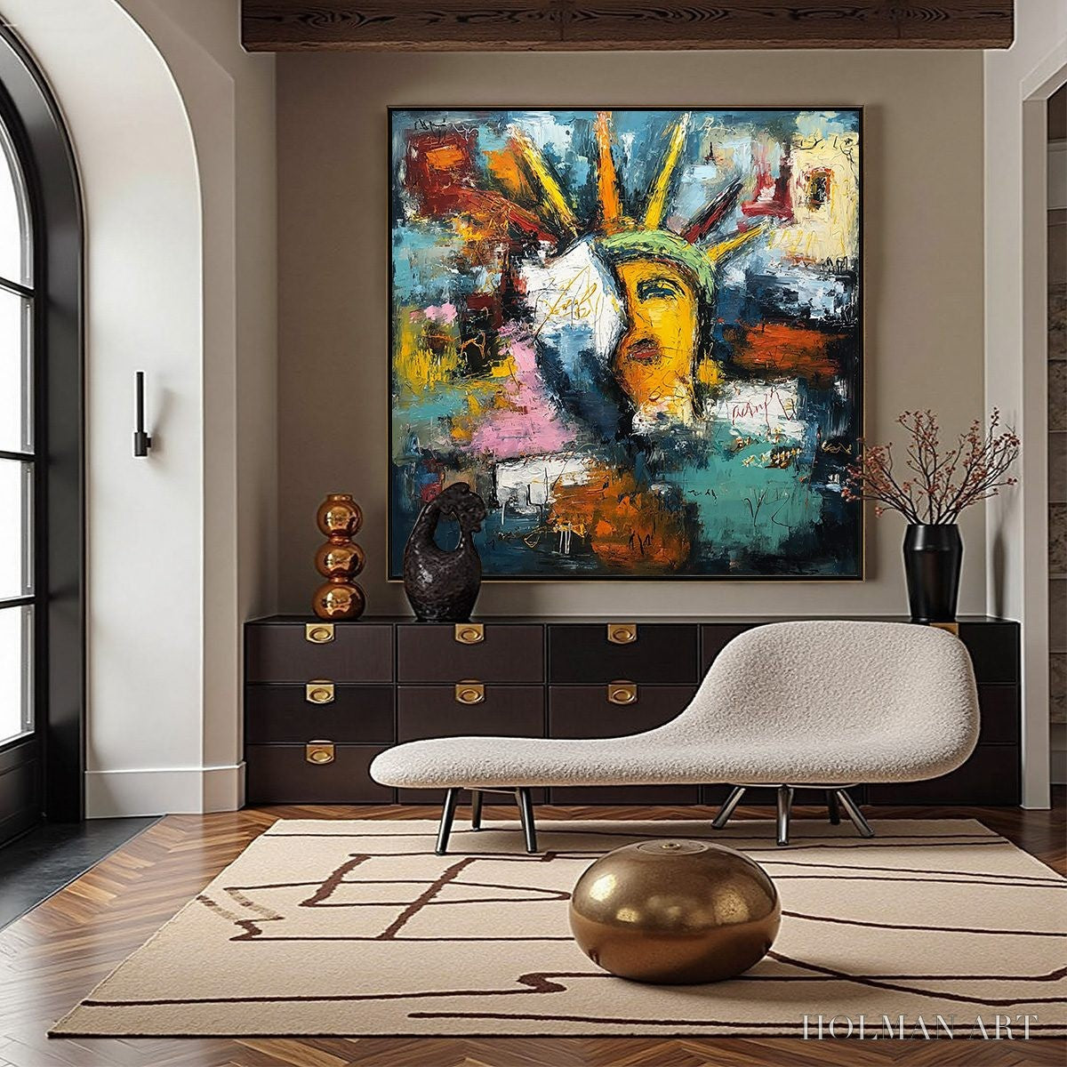 HOLMAN ART Liberty Unleashed – Vibrant Abstract Palette Knife Painting of a Modern Icon - image 4