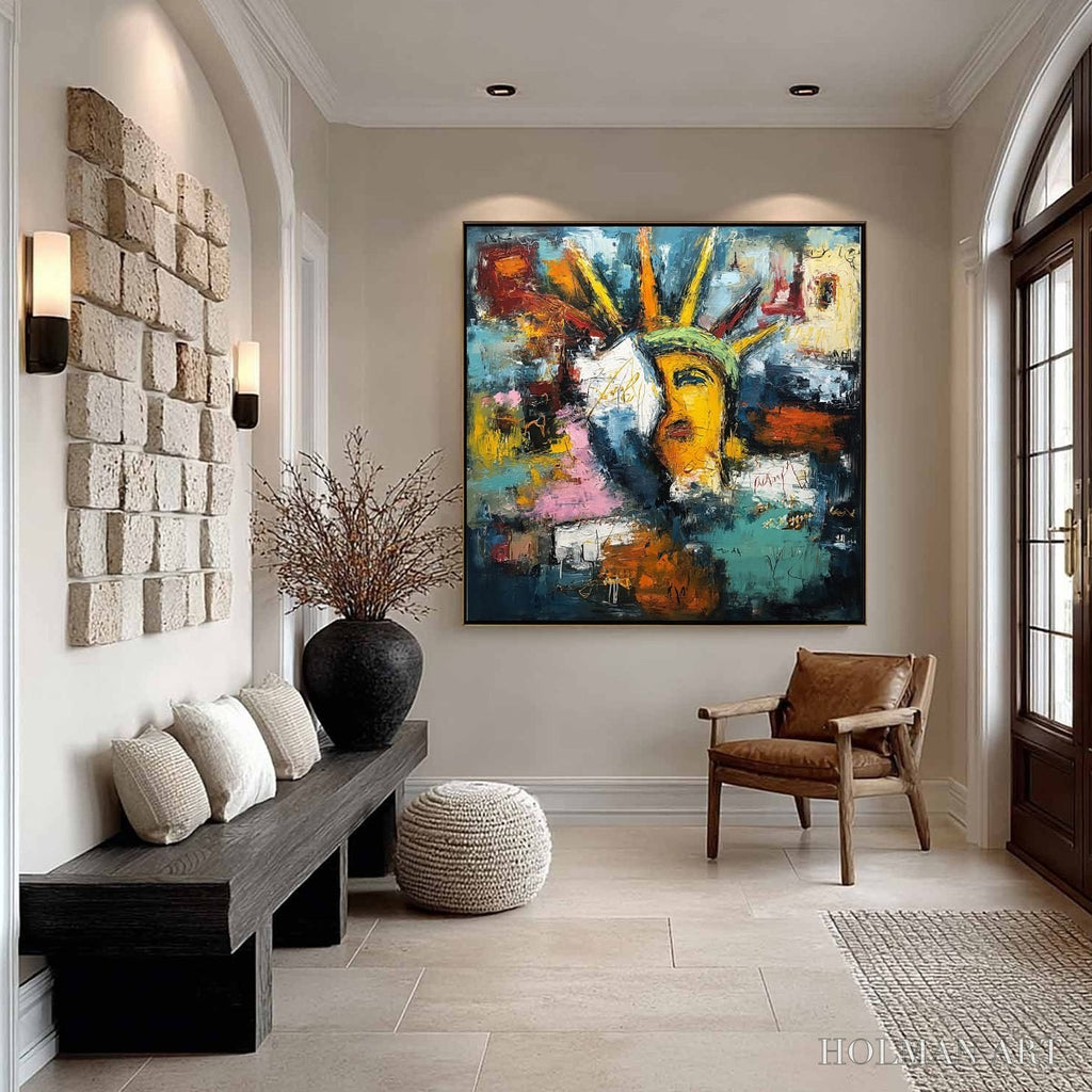 HOLMAN ART Liberty Unleashed – Vibrant Abstract Palette Knife Painting of a Modern Icon - image 6