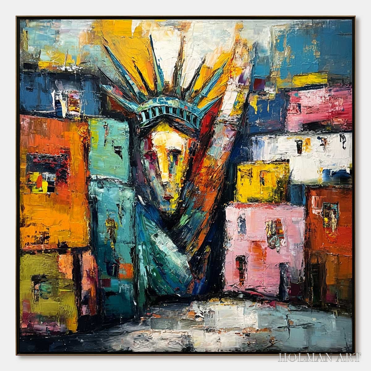 HOLMAN ART Liberty Ignited – Abstract Textured Painting of an Iconic Landmark - image 1