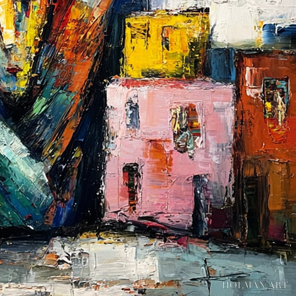 HOLMAN ART Liberty Ignited – Abstract Textured Painting of an Iconic Landmark - image 3