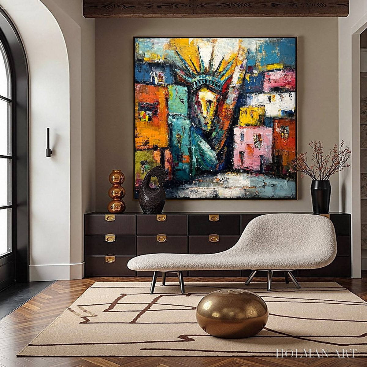 HOLMAN ART Liberty Ignited – Abstract Textured Painting of an Iconic Landmark - image 4