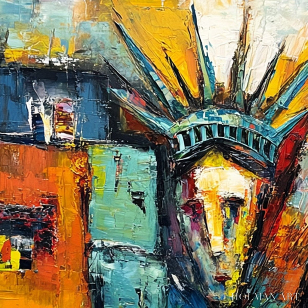 HOLMAN ART Liberty Ignited – Abstract Textured Painting of an Iconic Landmark - image 5