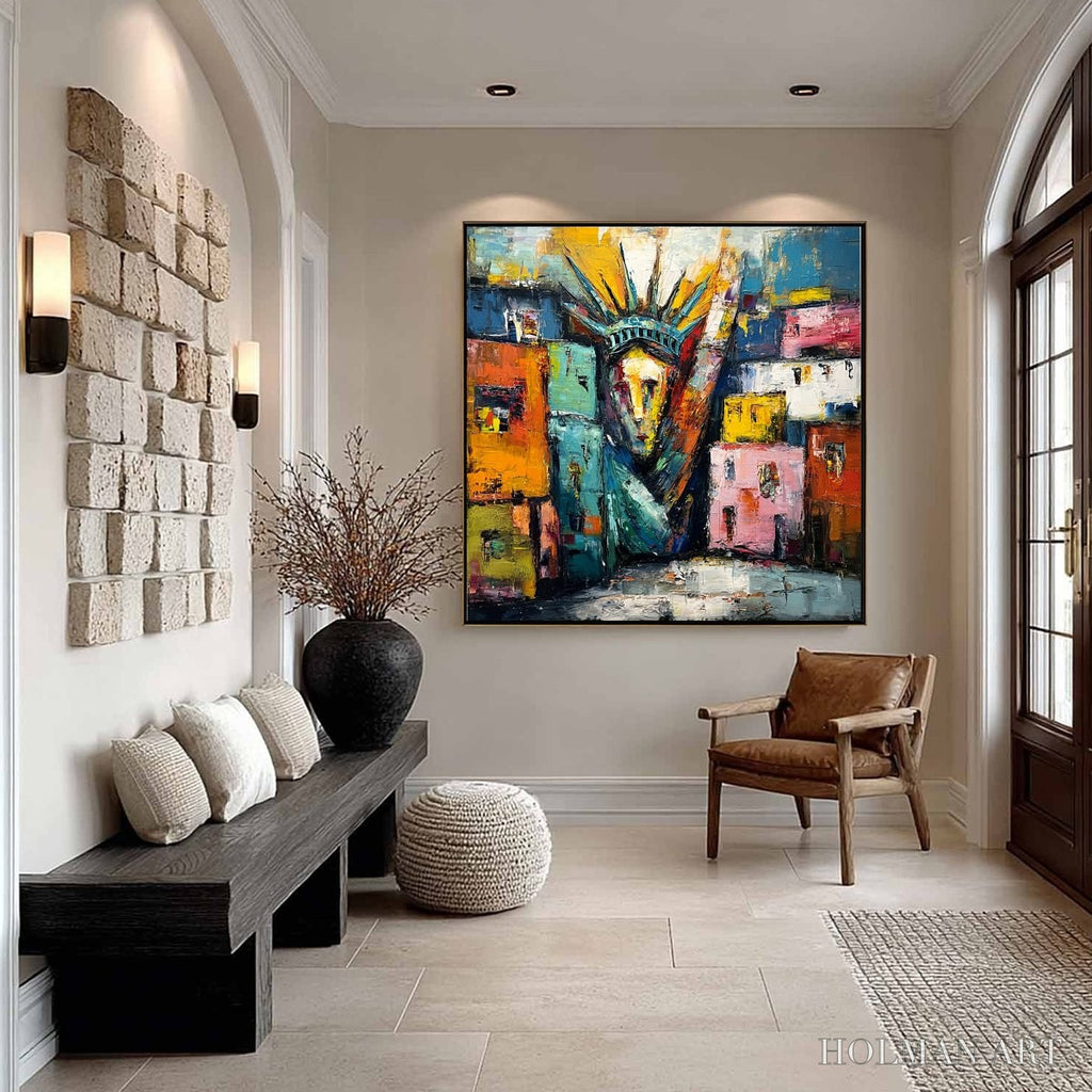 HOLMAN ART Liberty Ignited – Abstract Textured Painting of an Iconic Landmark - image 6
