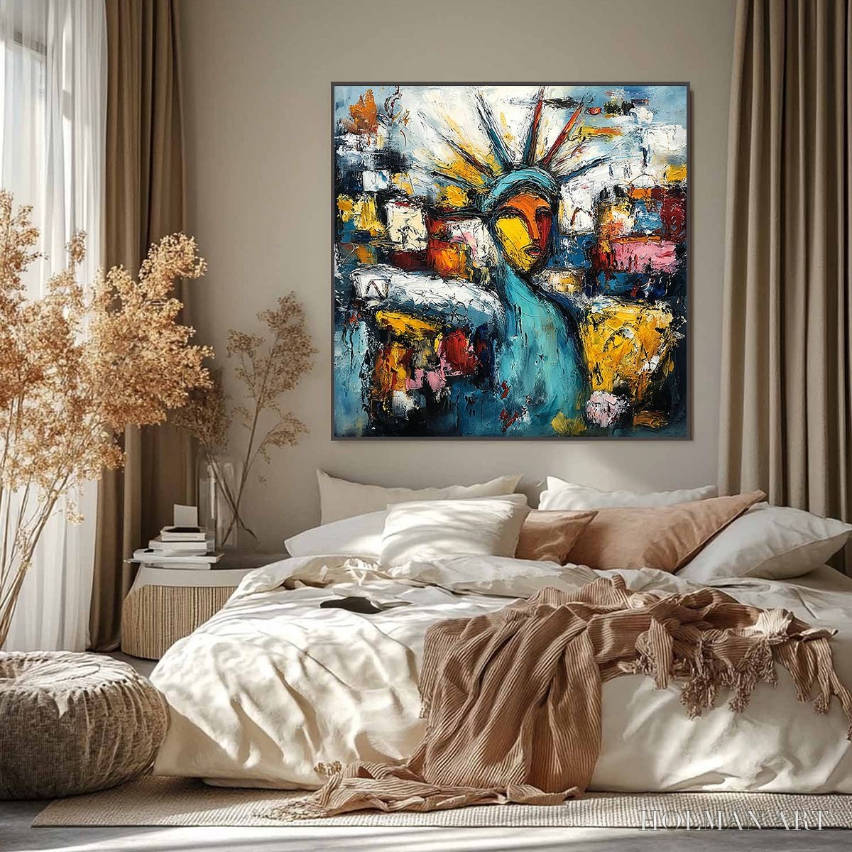 HOLMAN ART Urban Beacon – Abstract Impasto Statue of Liberty Painting - image 2