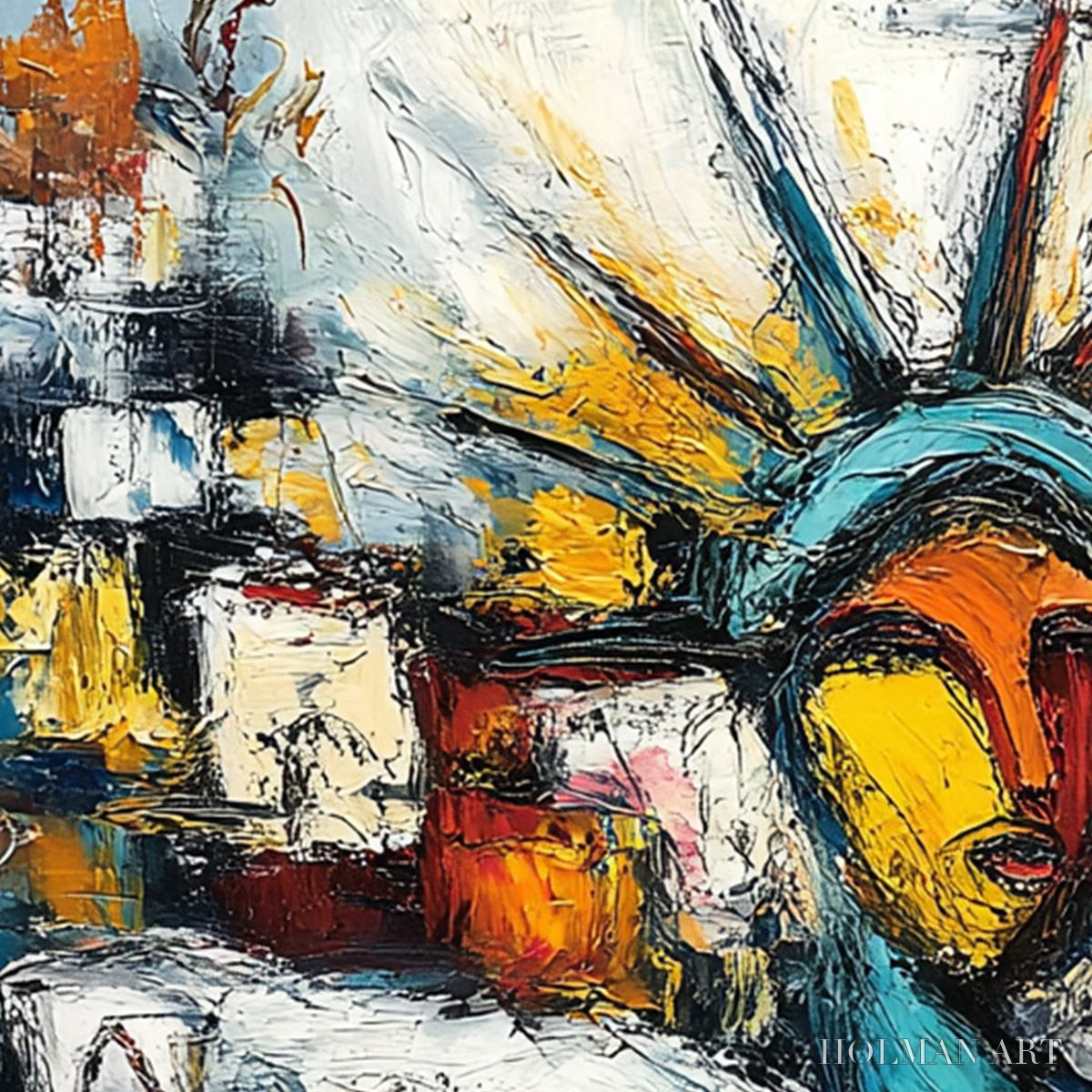 HOLMAN ART Urban Beacon – Abstract Impasto Statue of Liberty Painting - image 3