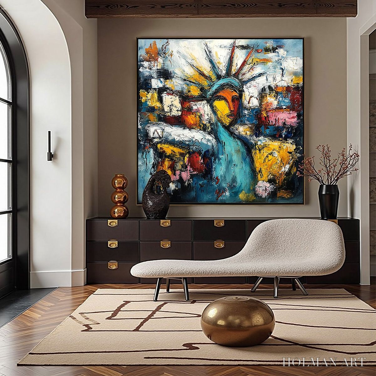 HOLMAN ART Urban Beacon – Abstract Impasto Statue of Liberty Painting - image 4
