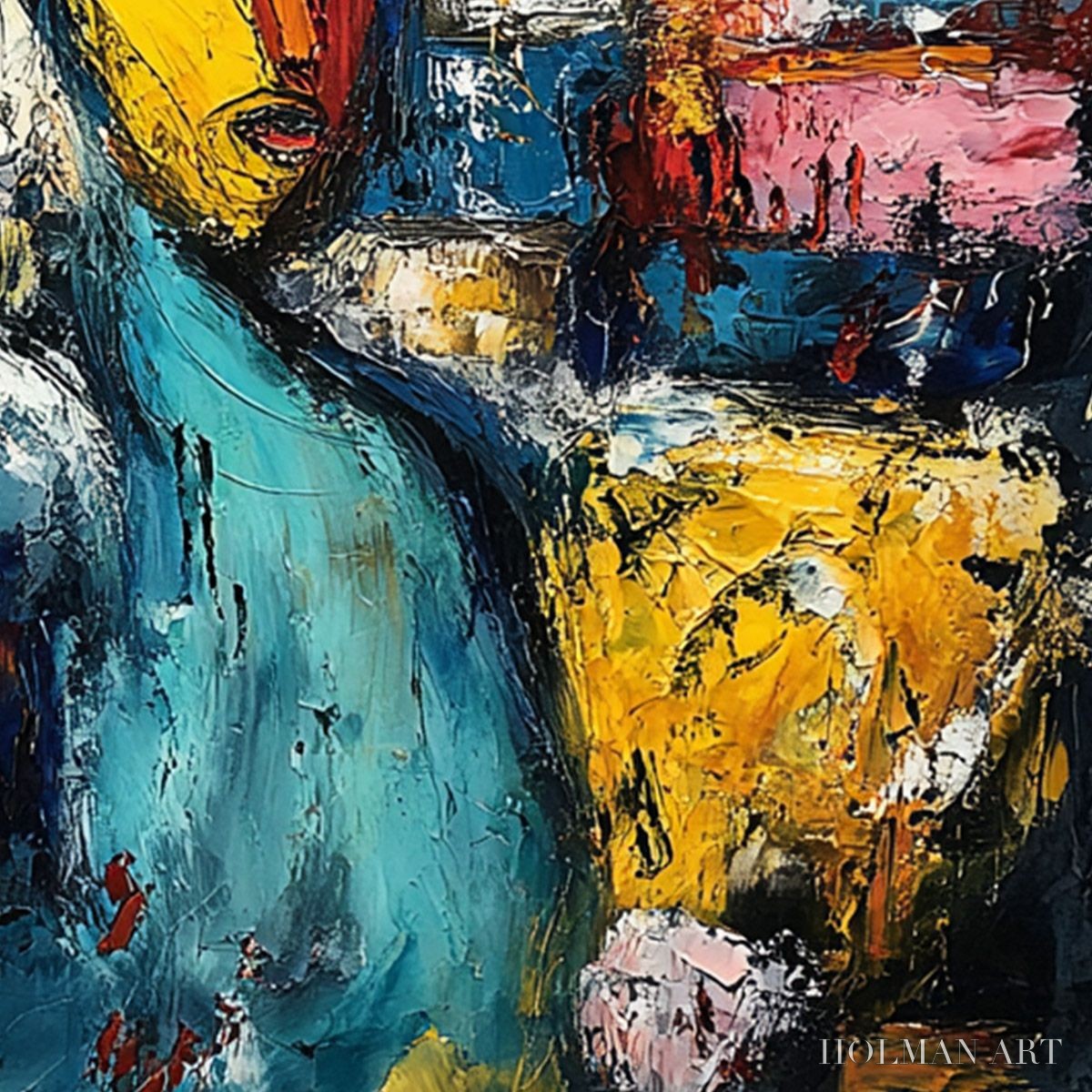 HOLMAN ART Urban Beacon – Abstract Impasto Statue of Liberty Painting - image 5