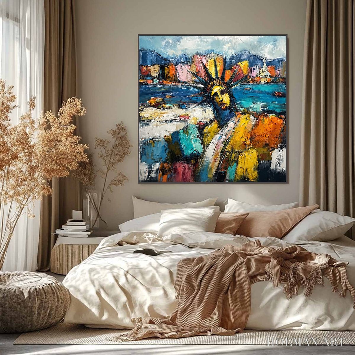 HOLMAN ART Empire Vibrations – Textured Abstract Statue of Liberty Cityscape Painting - image 2