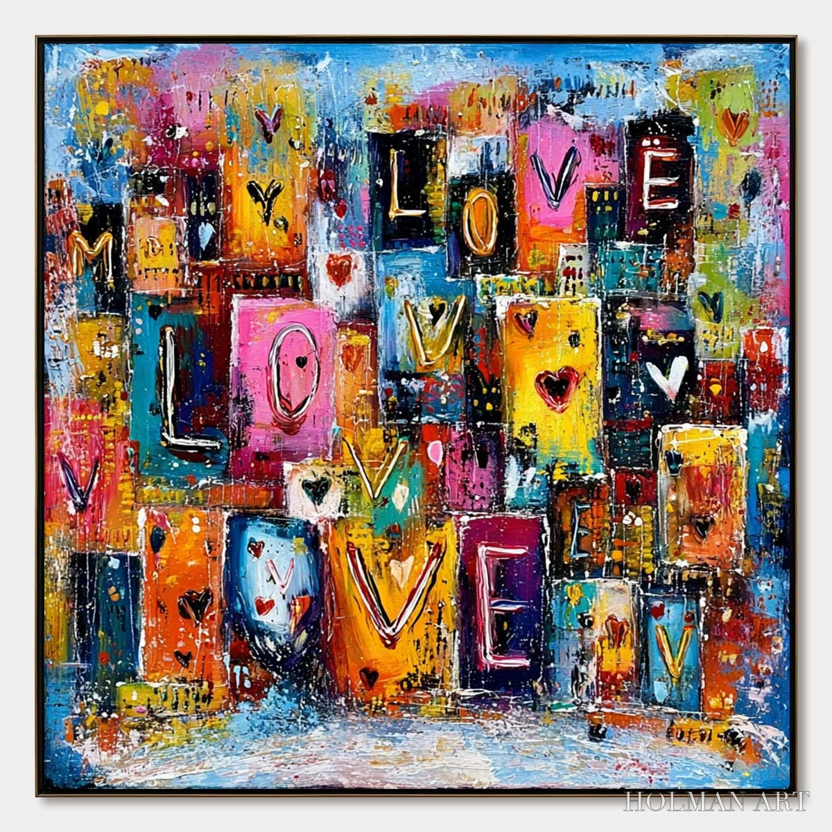 HOLMAN ART Urban Love – Colorful Abstract Textured "Love" Word Art Painting - image 1