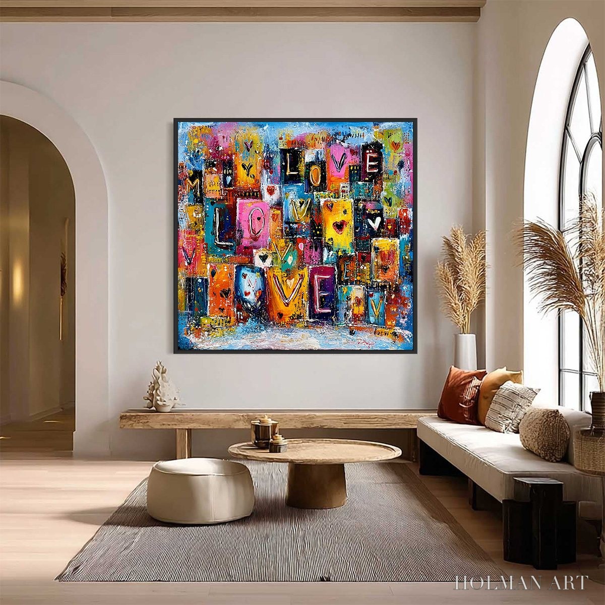HOLMAN ART Urban Love – Colorful Abstract Textured "Love" Word Art Painting - image 2