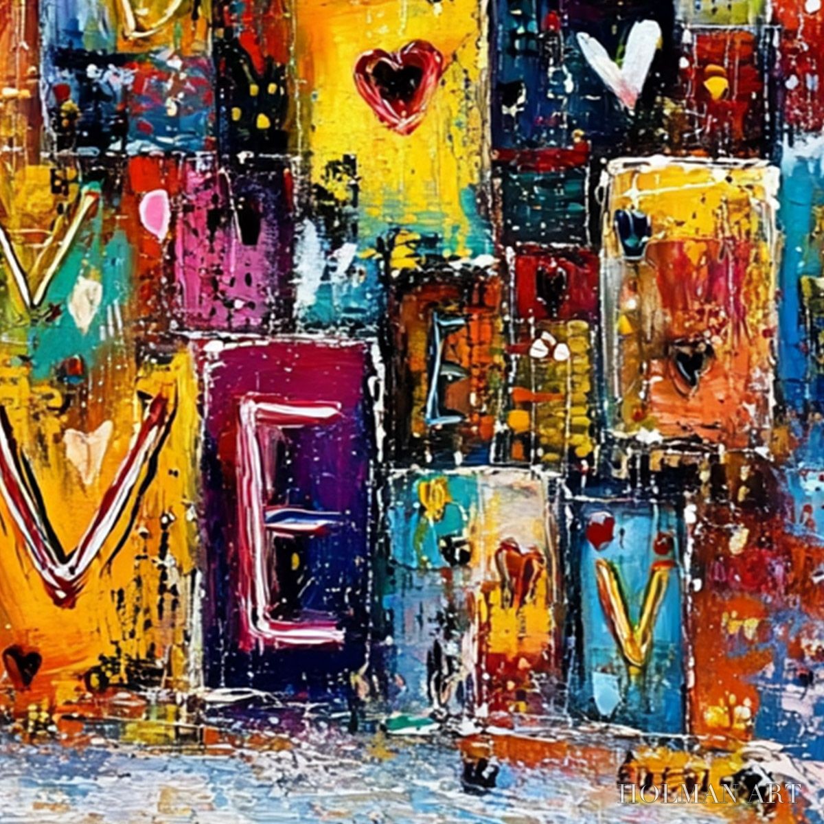 HOLMAN ART Urban Love – Colorful Abstract Textured "Love" Word Art Painting - image 3