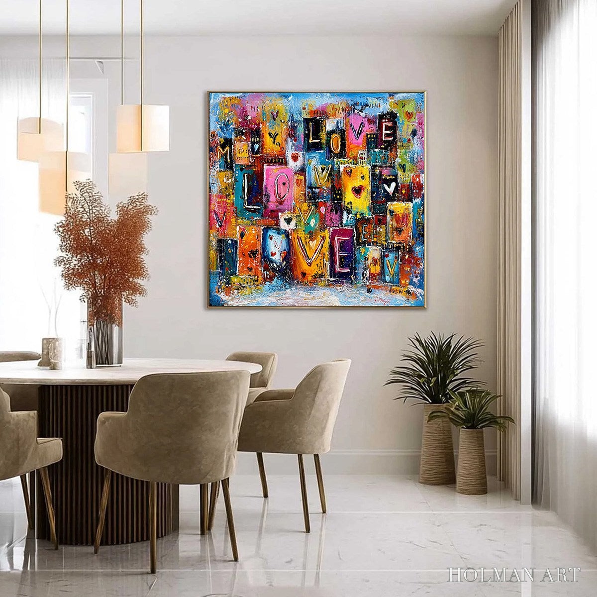 HOLMAN ART Urban Love – Colorful Abstract Textured "Love" Word Art Painting - image 4
