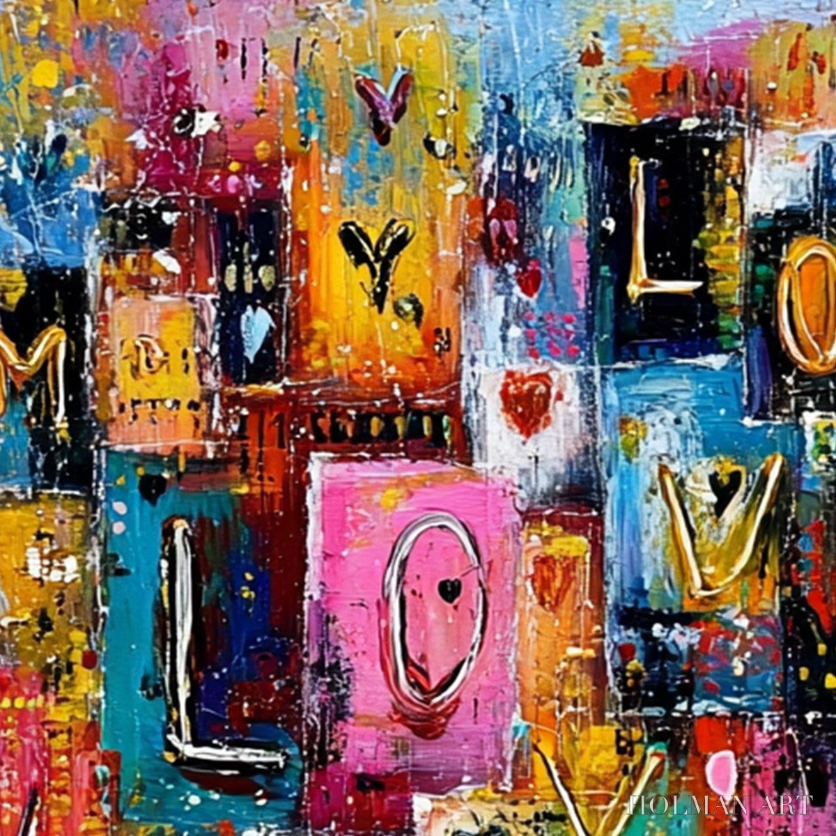 HOLMAN ART Urban Love – Colorful Abstract Textured "Love" Word Art Painting - image 5