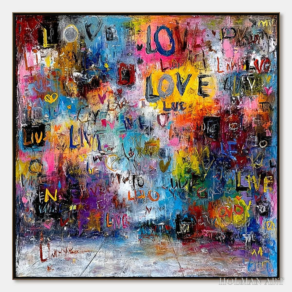 HOLMAN ART Echoes of Love – Vibrant Textured Abstract Graffiti Art Painting - image 1