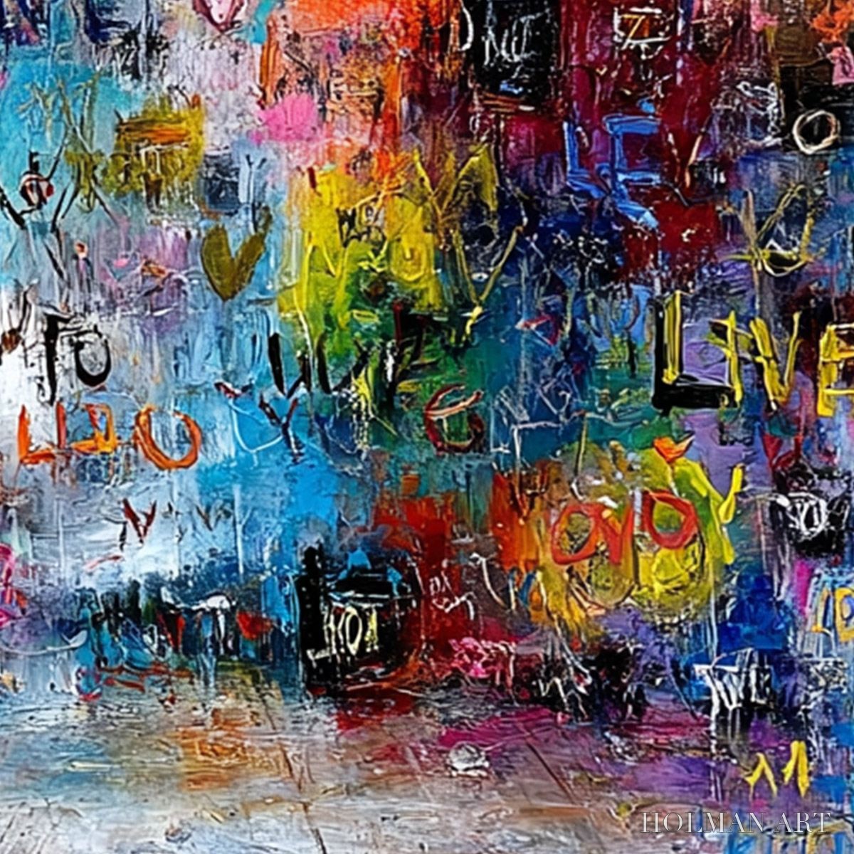HOLMAN ART Echoes of Love – Vibrant Textured Abstract Graffiti Art Painting - image 3