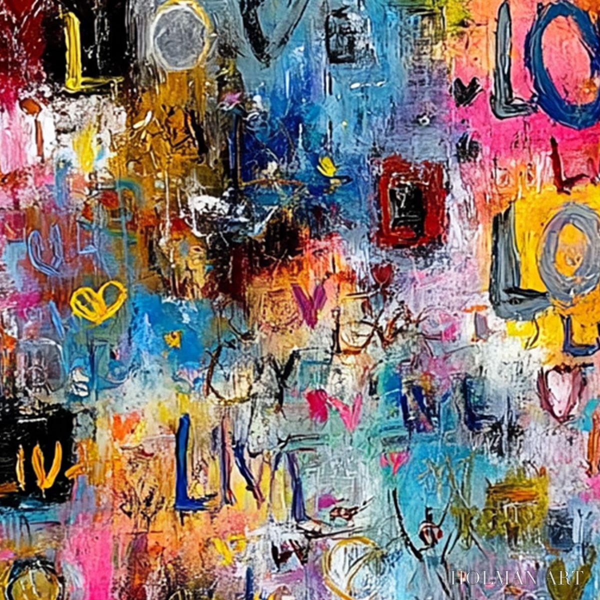 HOLMAN ART Echoes of Love – Vibrant Textured Abstract Graffiti Art Painting - image 5